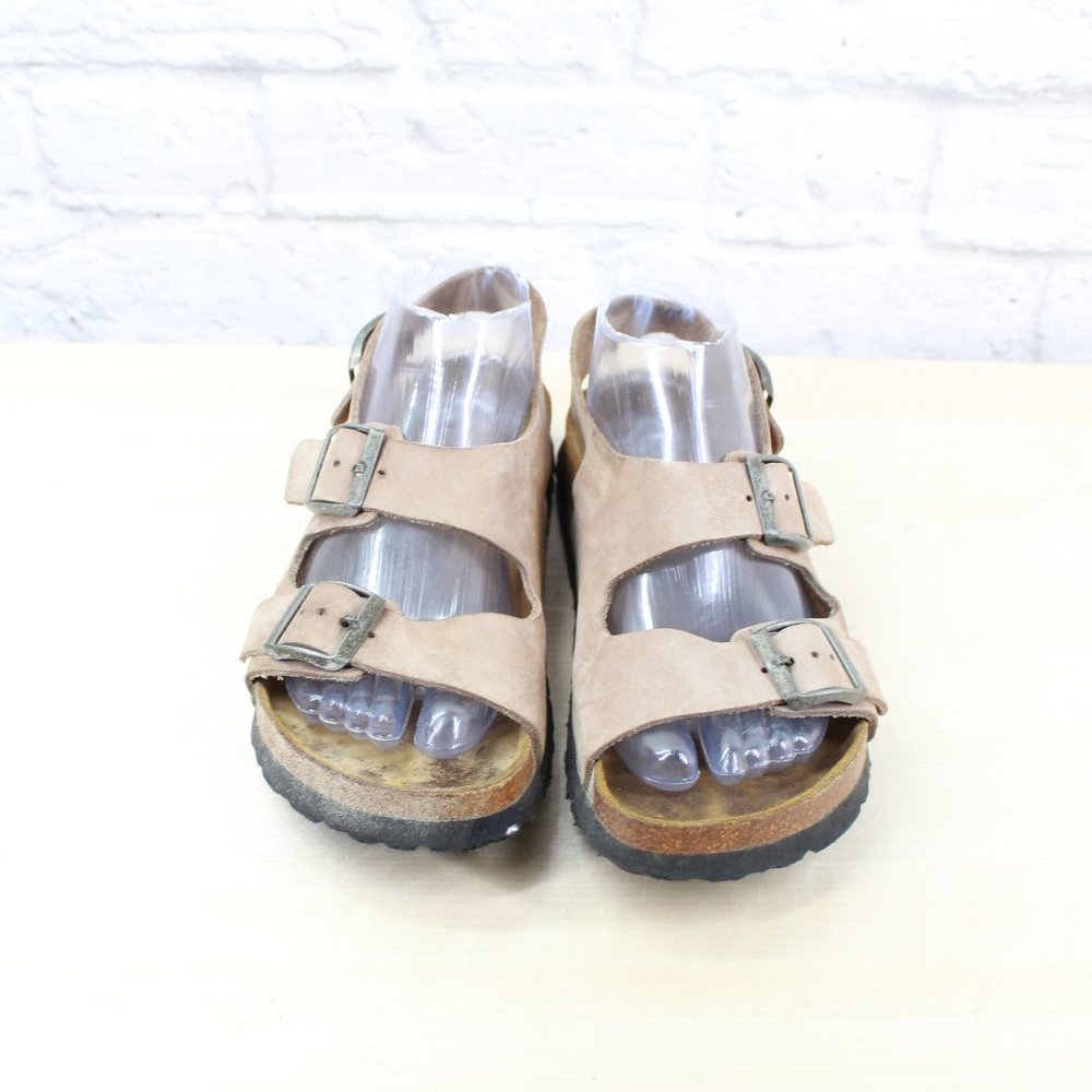 BIRKENSTOCK Betula Brown Leather Triple Buckle Ankle Strap Sandals L 7 / M 5 - Picture 5 of 10